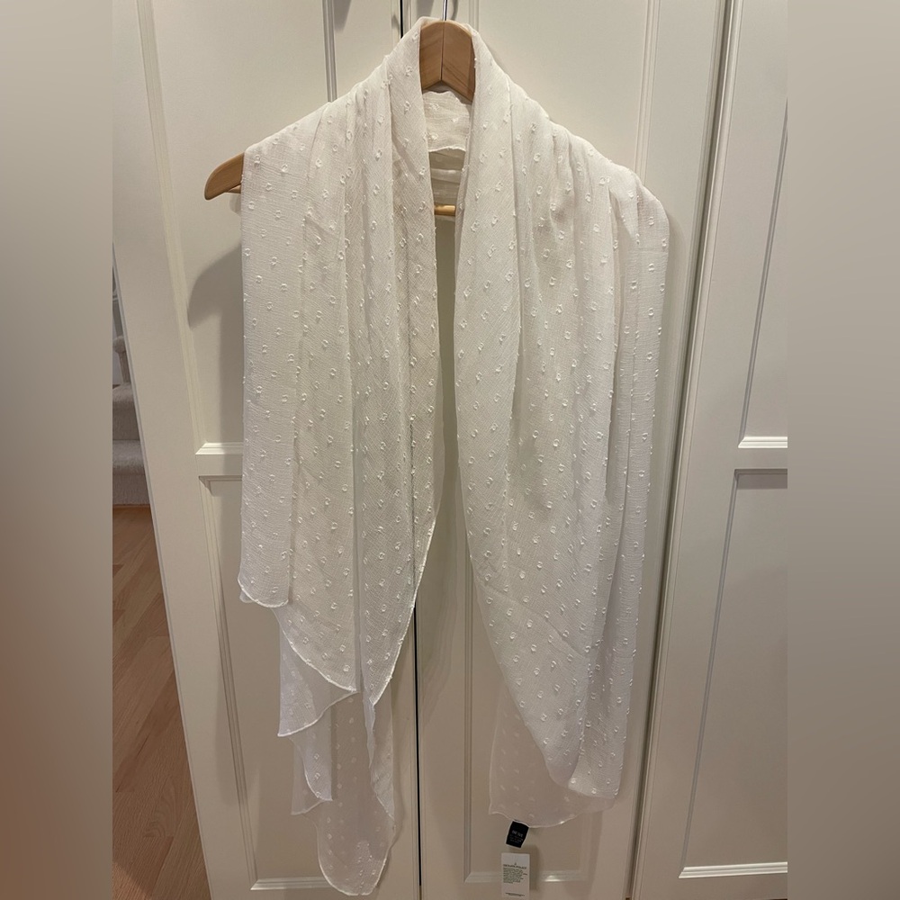 NWT Sheer wrap with White Textured dots